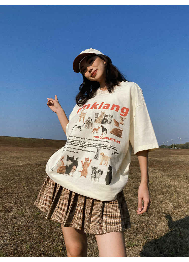Antmvs Einklang Retro Graphic Letter Print Short Sleeve T-shirt Top