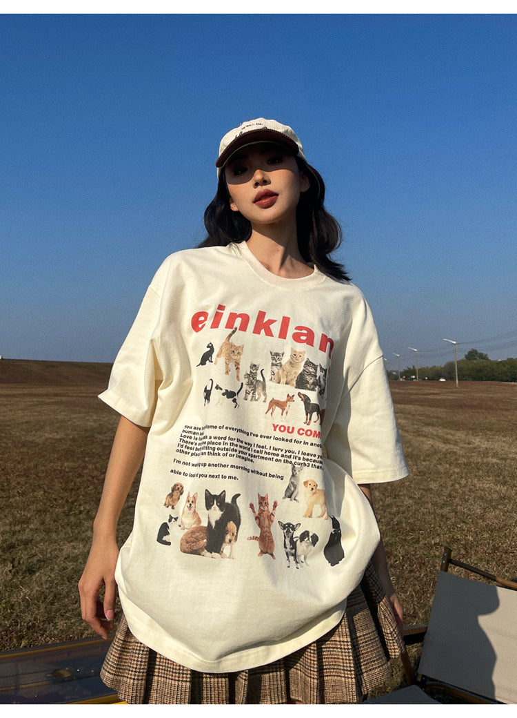 Antmvs Einklang Retro Graphic Letter Print Short Sleeve T-shirt Top