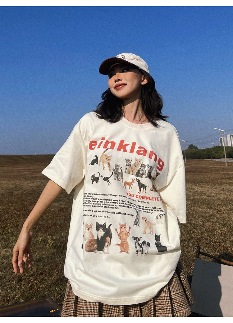 Antmvs Einklang Retro Graphic Letter Print Short Sleeve T-shirt Top