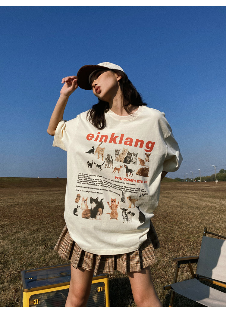 Antmvs Einklang Retro Graphic Letter Print Short Sleeve T-shirt Top
