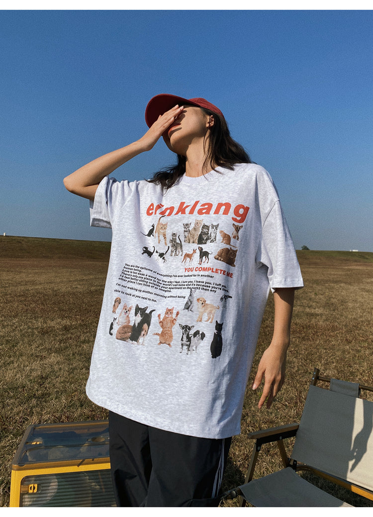 Antmvs Einklang Retro Graphic Letter Print Short Sleeve T-shirt Top