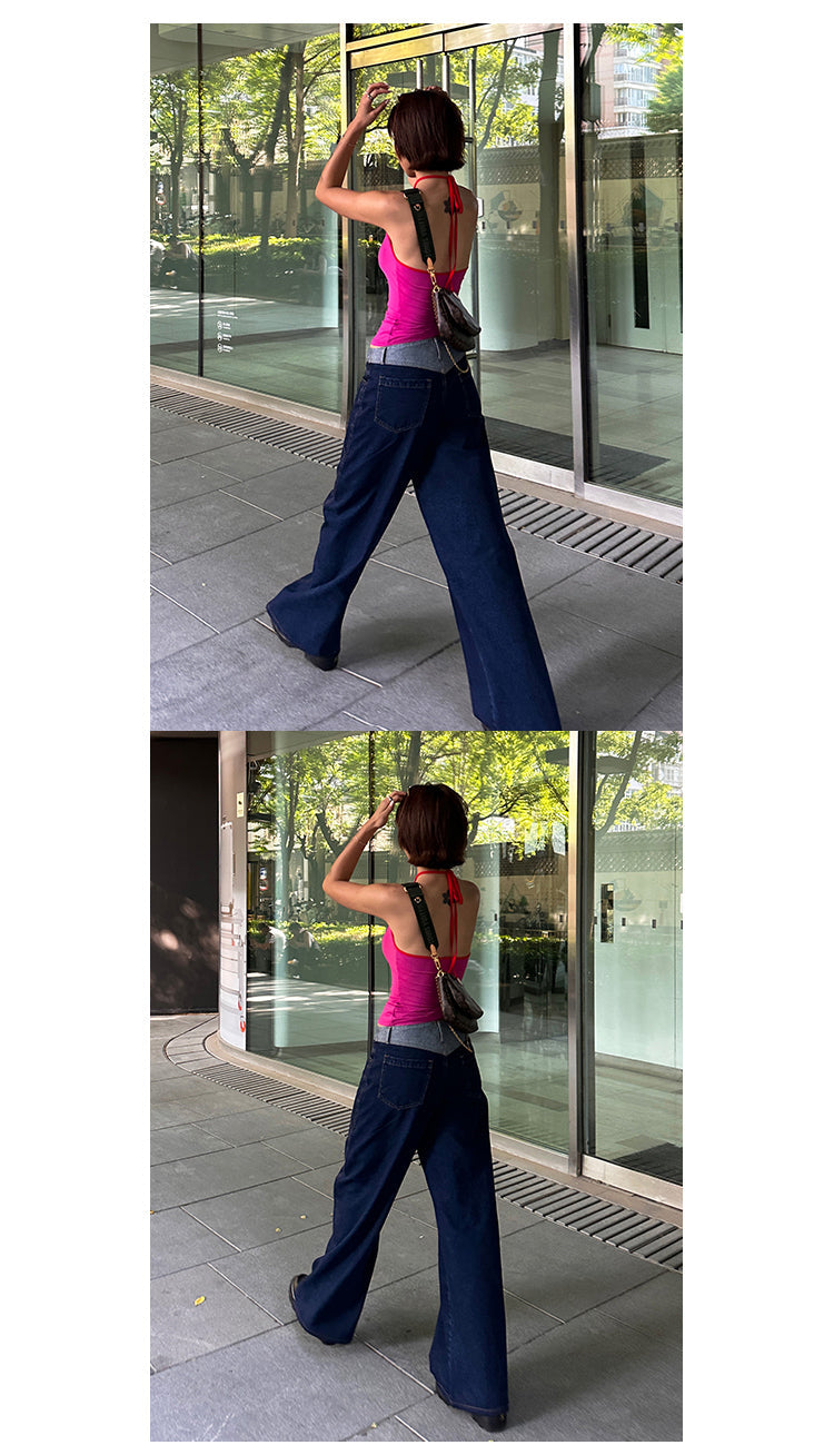 Antmvs Colleen Solid Color Halter Neck Y2K Cutout Slim Suspender Top