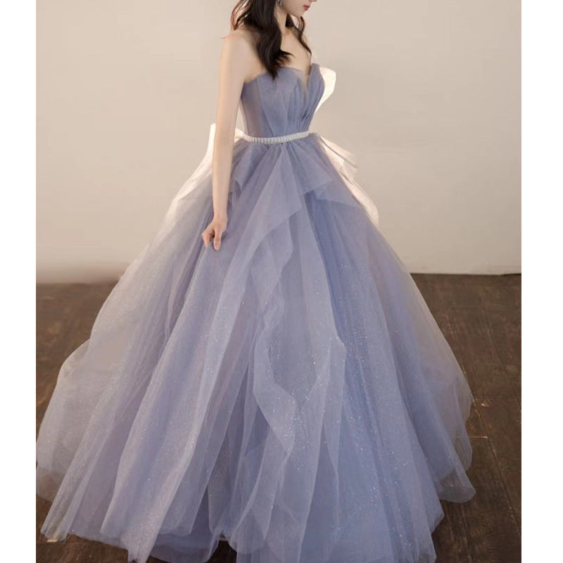 2025 new adult ceremony evening dress skirt light luxury niche style host banquet femininity simple and generous