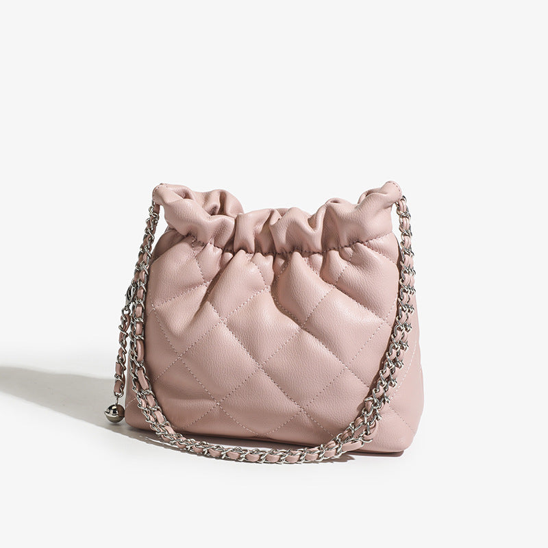 ANTMVS 2025 Niche high-end diamond garbage bag, small fragrant wind chain bag, bucket bag, wrinkled underarm small bag, chain messenger bag.