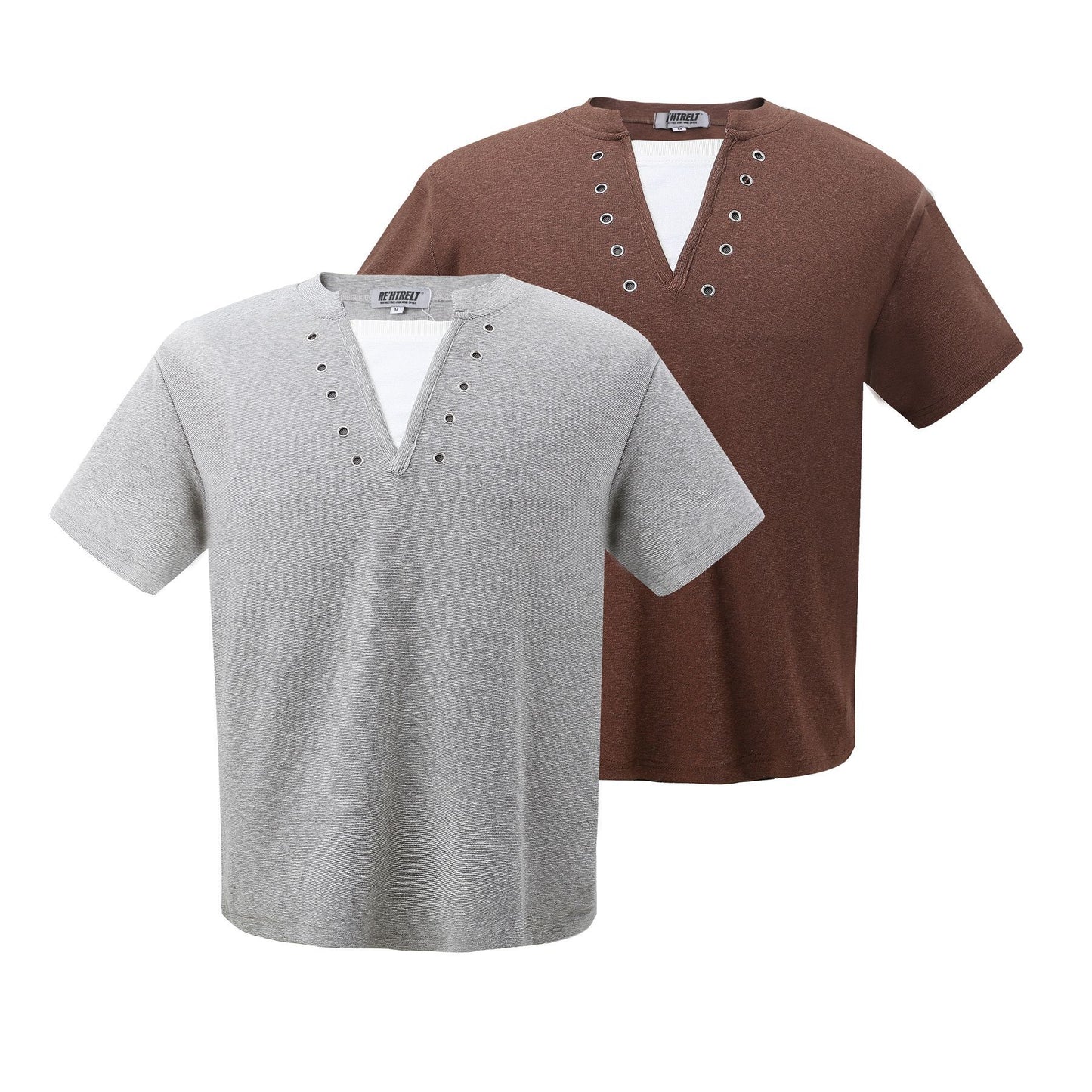 2025 K58 2025n retro deconstruction high-end street tide fake two-piece design men's short and wide cleanfit short-sleeved T-shirt