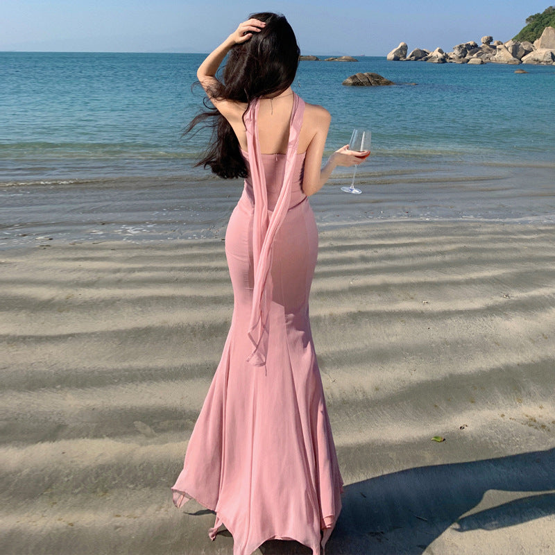 2025 light luxury, niche floating yarn tube top, fishtail dress, socialite temperament, birthday party, annual meeting dress, long dress