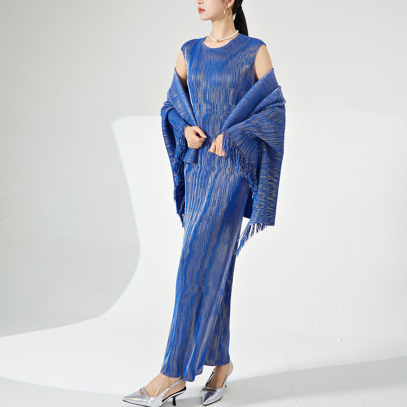 2025 dress set women's clothing high-end sense imperial sister temperament wear fashion pleated shawl skirt two-piece set women