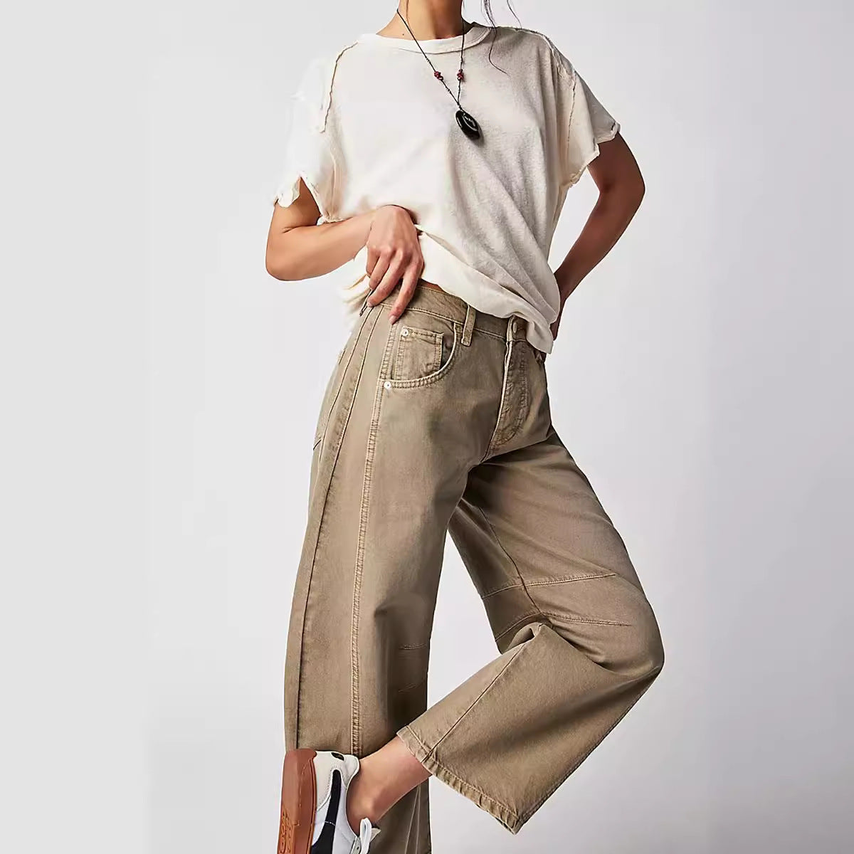 2025 New Best Seller in Europe and America Fashion Casual Wide Leg Loose Jeans Women's Mid-Low Waist Washed Denim