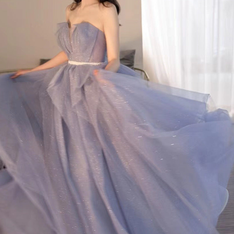 2025 new adult ceremony evening dress skirt light luxury niche style host banquet femininity simple and generous