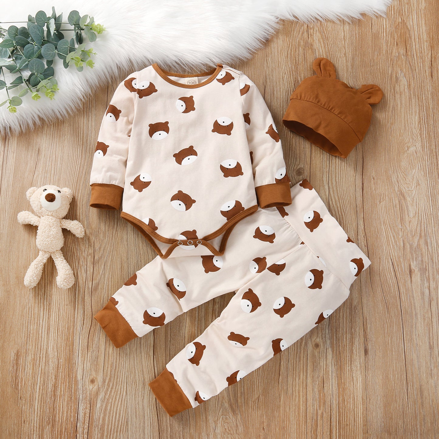 ANTMVS Factory Direct Sales Bohemian Boys and Girls Long Sleeve Bear Rompers Jumpsuit Suit Cross Border Hot Sale