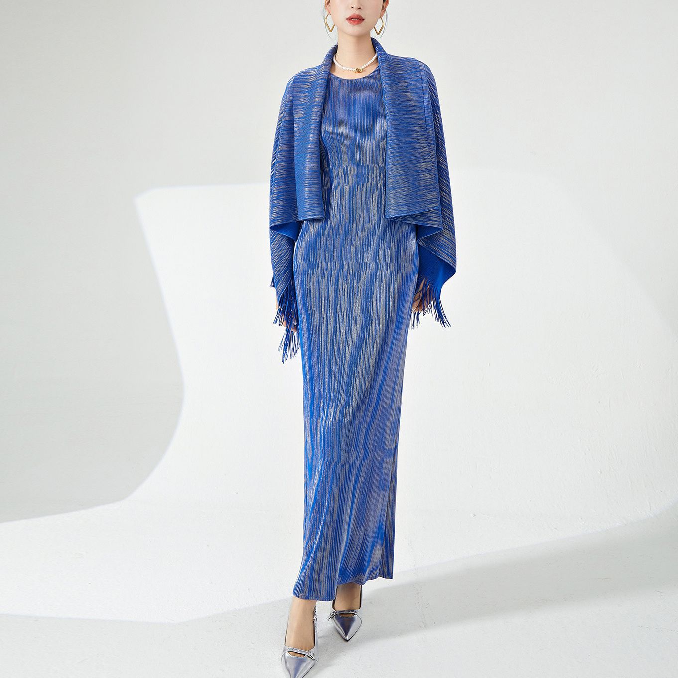 2025 dress set women's clothing high-end sense imperial sister temperament wear fashion pleated shawl skirt two-piece set women