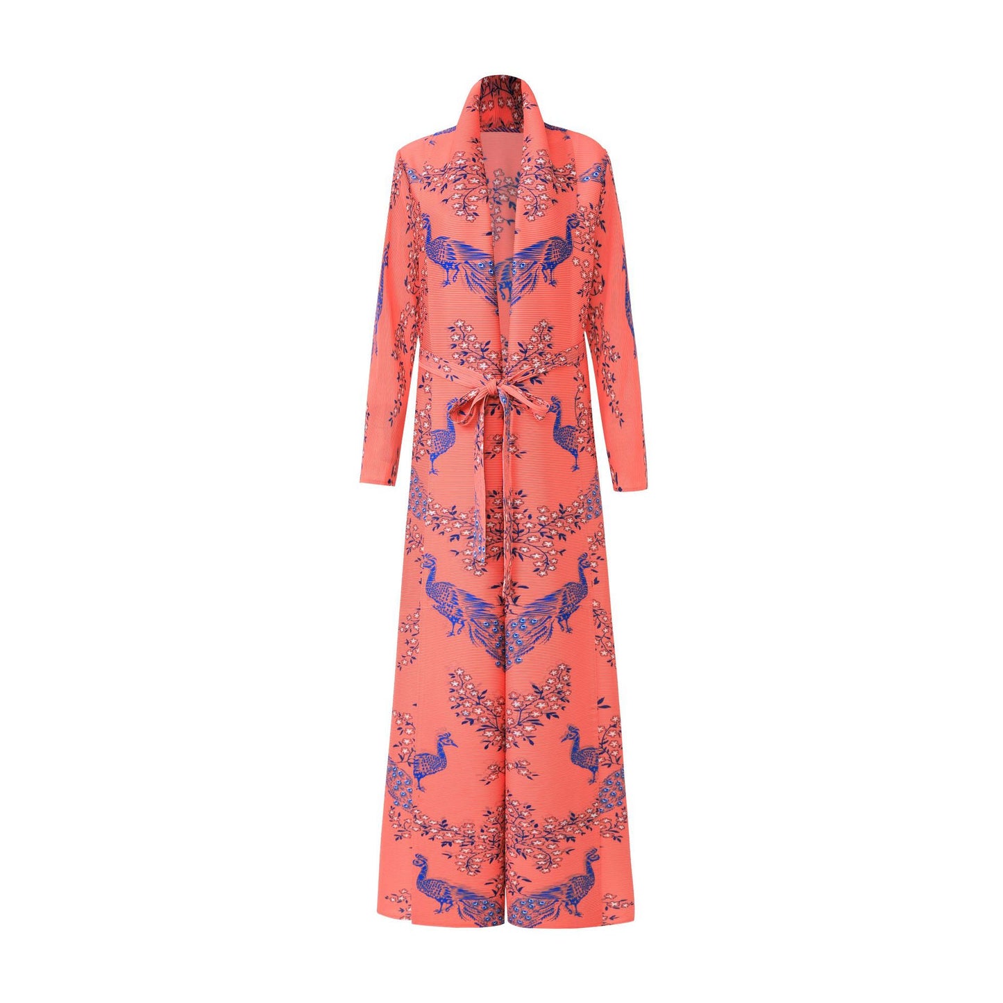 2025 Hot trade abaya Dubai women's long dress robe retro printing large size lace-up high-end sense mansion cardigan jacket autumn
