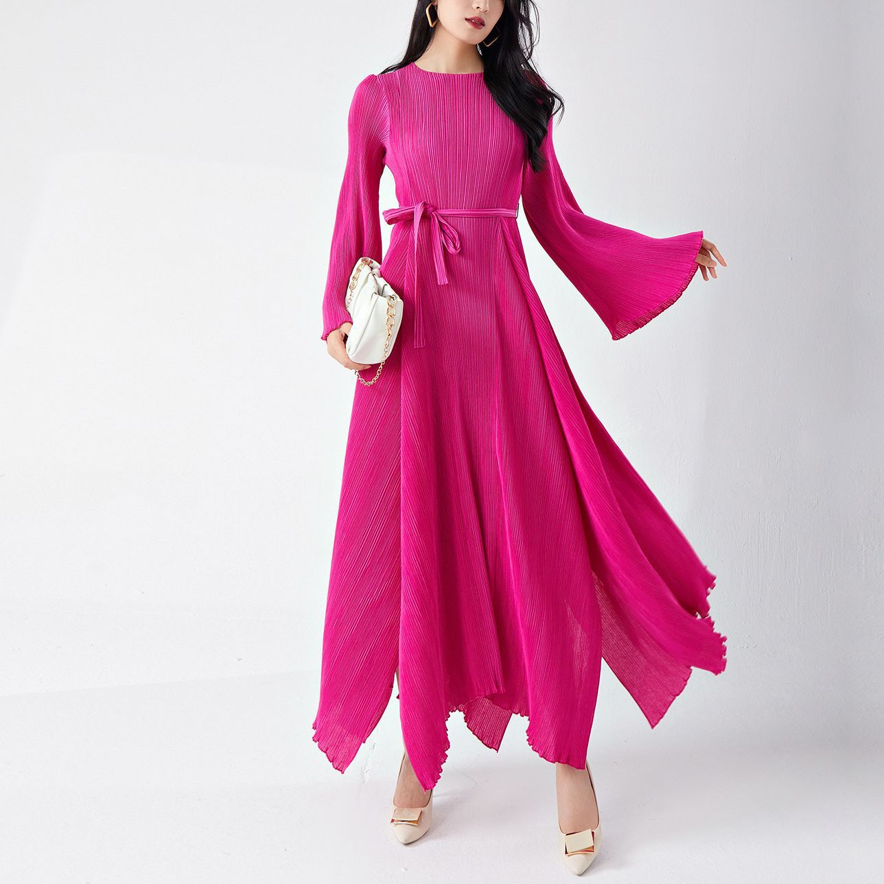 2025 Nanyou high-end women's clothing skirt, Popular trade express, popular 9-meter material pendulum A-shaped dress, long dress, high-end sense