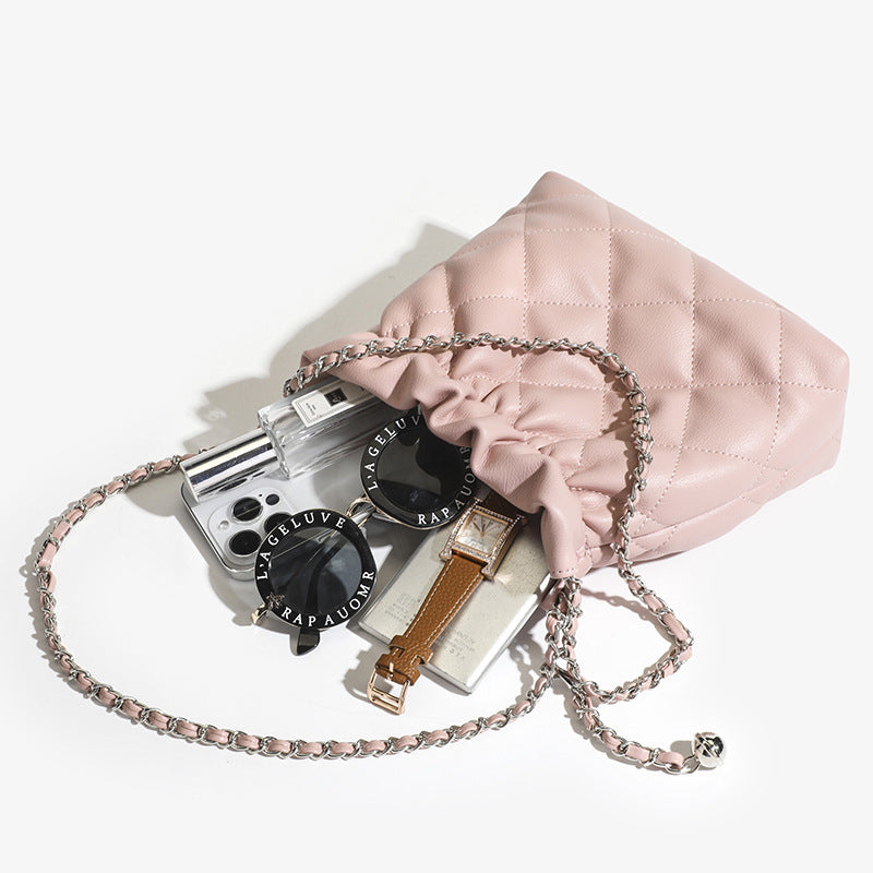 ANTMVS 2025 Niche high-end diamond garbage bag, small fragrant wind chain bag, bucket bag, wrinkled underarm small bag, chain messenger bag.