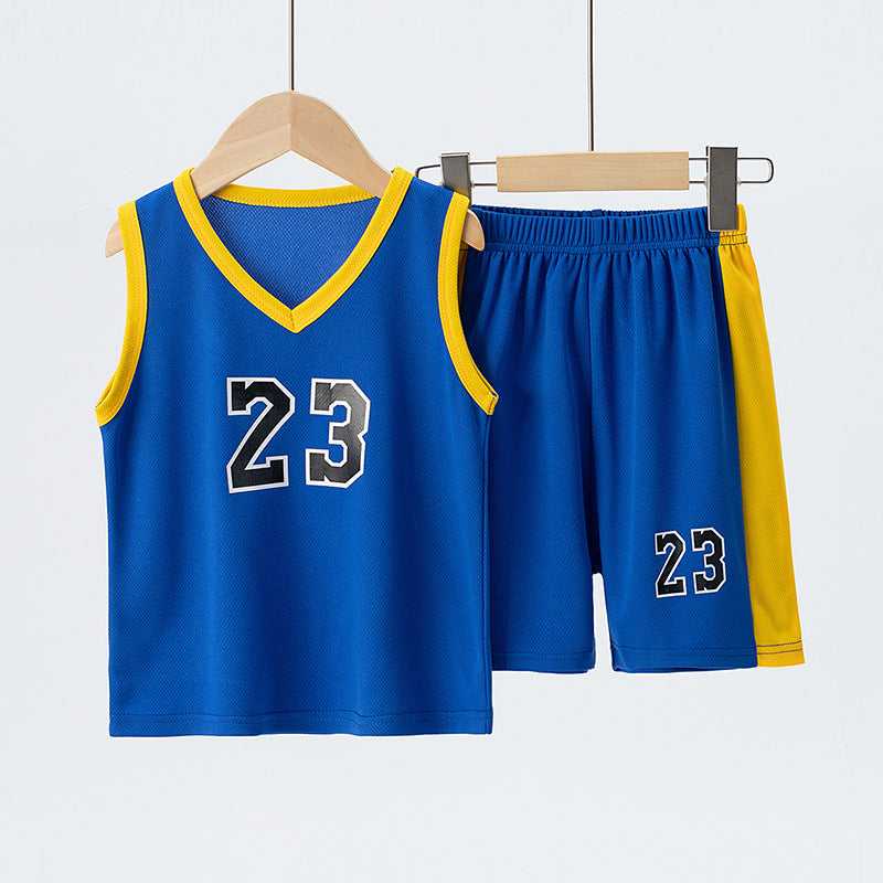 ANTMVS Cross-Border Children's Summer Basketball Wear Suit Quick-Drying Sports Jersey Vest Sleeveless Two-Piece Suit Soccer Uniform V-neck