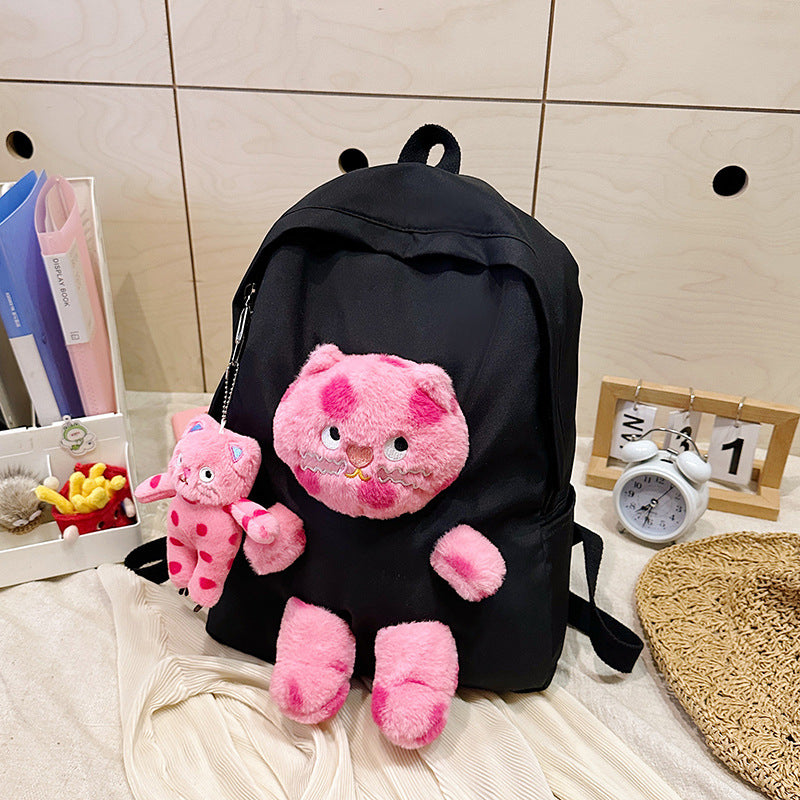 Cross-Border Cute Polka Dot Cat Girl Backpack New Personalized Plush Doll Bag Large Capacity Student Schoolbag