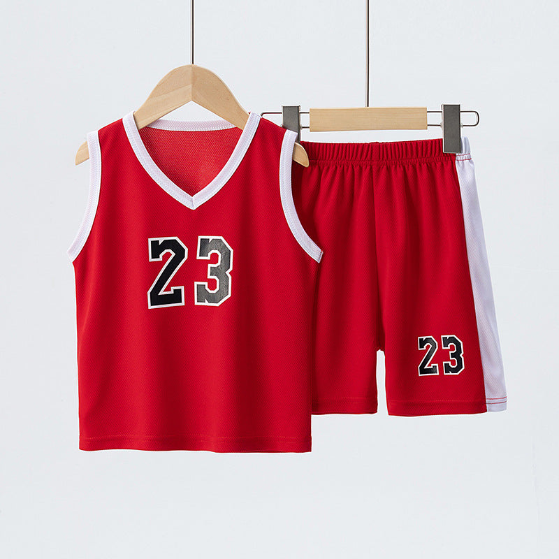 ANTMVS Cross-Border Children's Summer Basketball Wear Suit Quick-Drying Sports Jersey Vest Sleeveless Two-Piece Suit Soccer Uniform V-neck