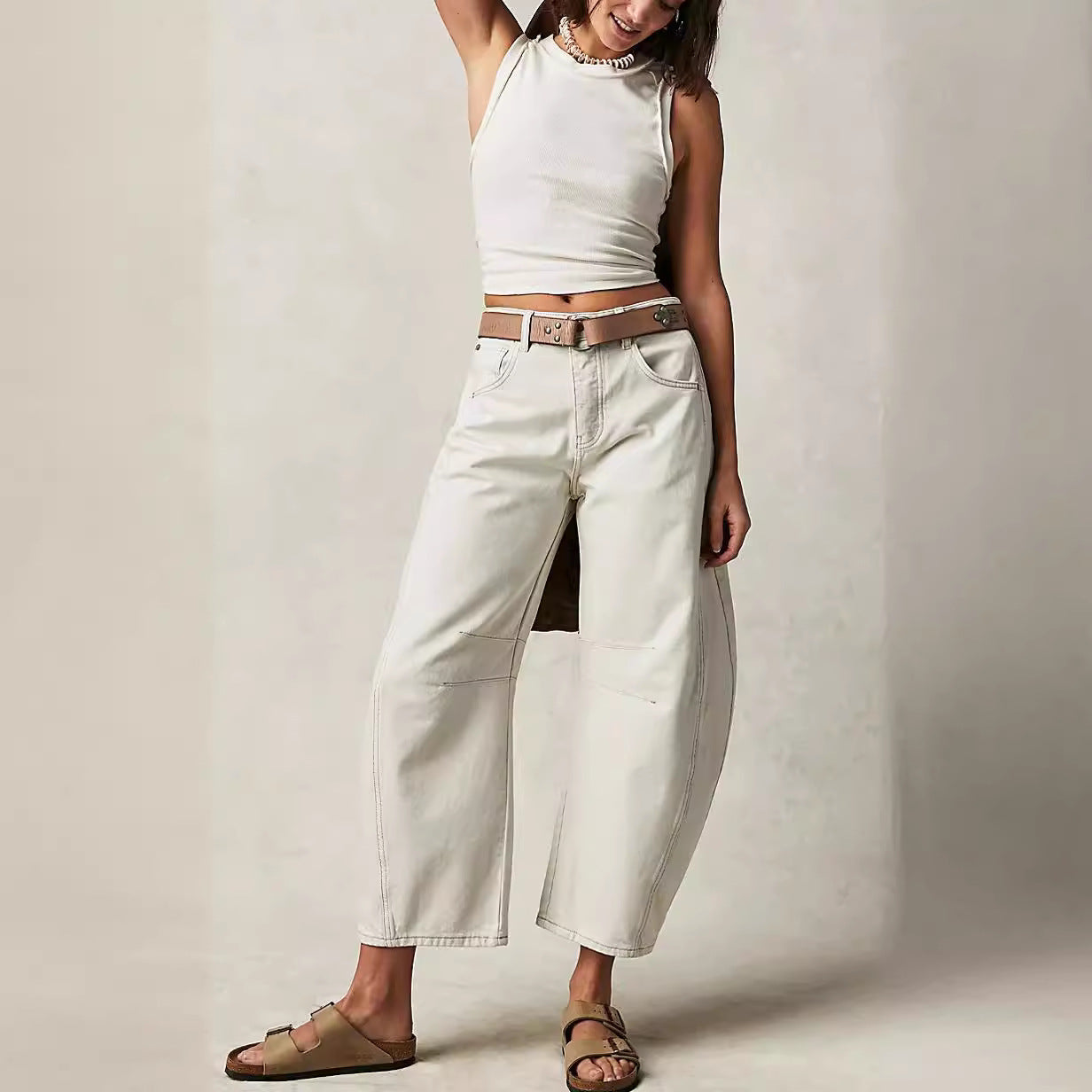 2025 New Best Seller in Europe and America Fashion Casual Wide Leg Loose Jeans Women's Mid-Low Waist Washed Denim