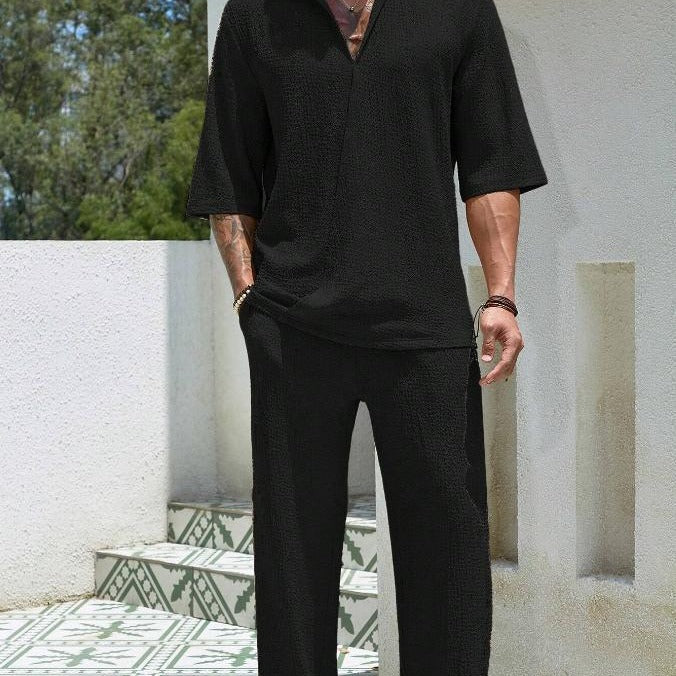 ANTMVS New Men's Commuter Suit Casual Shirt Short Sleeve Trousers Men's Outing