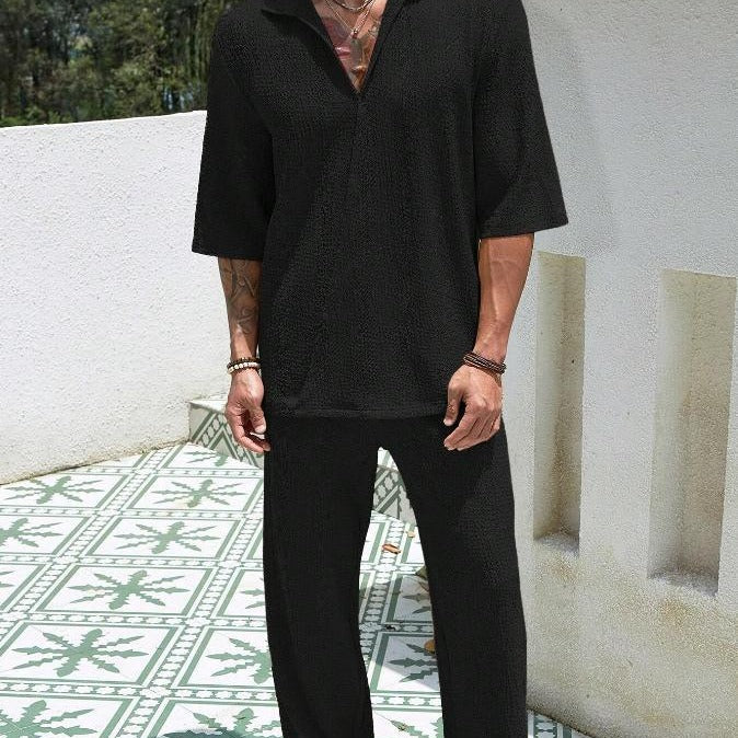 ANTMVS New Men's Commuter Suit Casual Shirt Short Sleeve Trousers Men's Outing