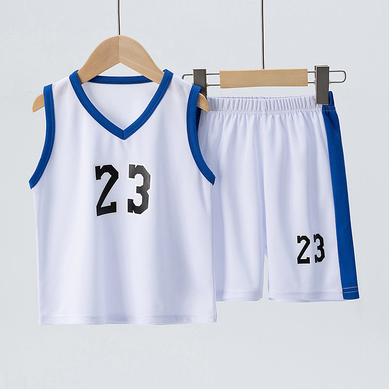 ANTMVS Cross-Border Children's Summer Basketball Wear Suit Quick-Drying Sports Jersey Vest Sleeveless Two-Piece Suit Soccer Uniform V-neck
