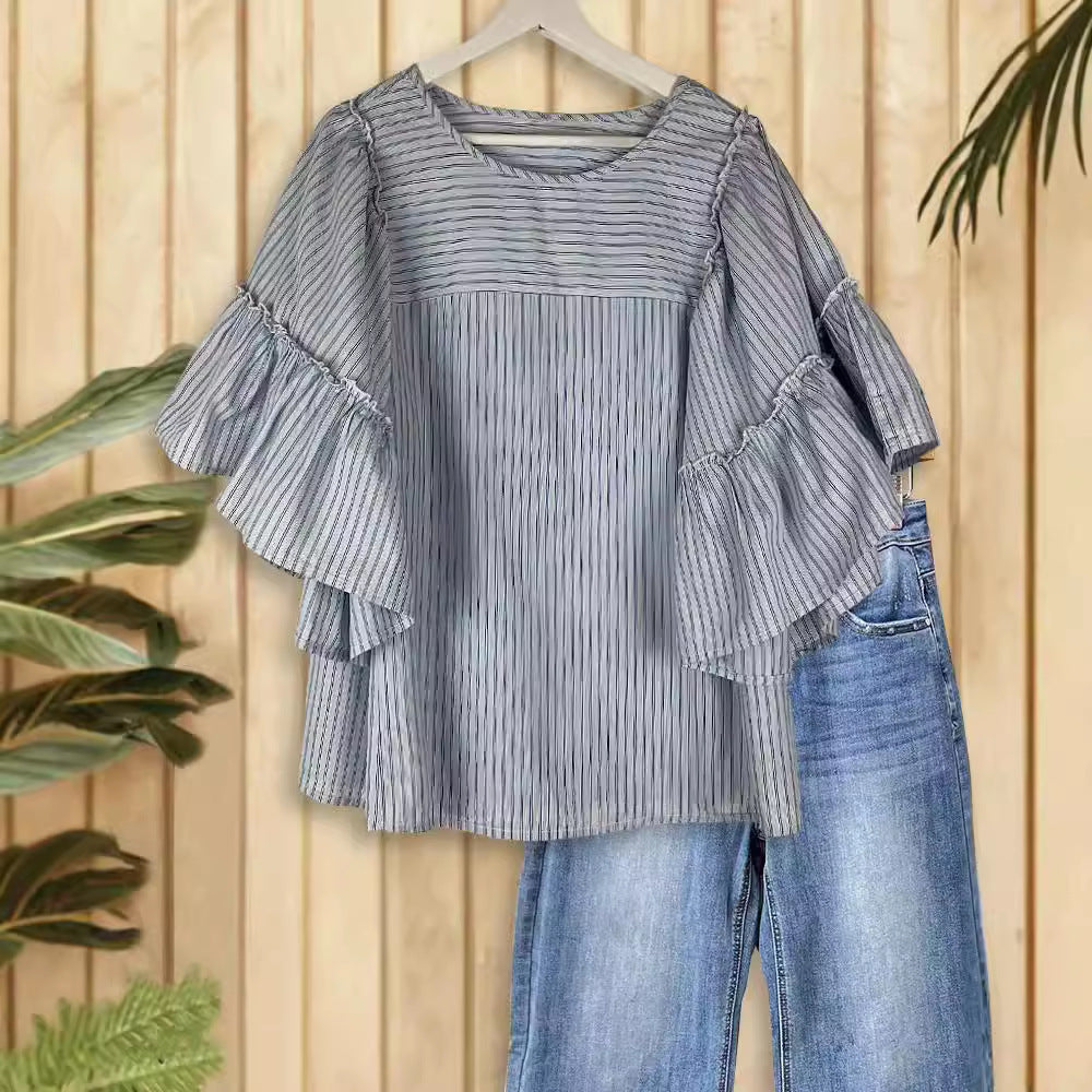 Casual Striped Shift Shirts & Tops
