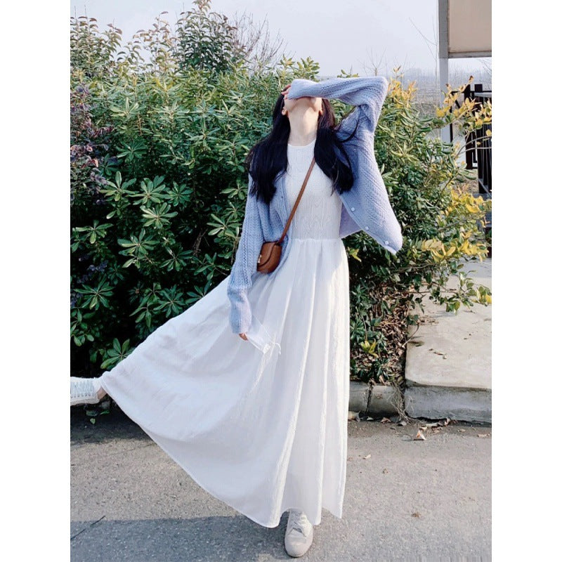 2025 The high-end sense is unique and super good-looking. This year, it is popular and beautiful. The white dress set new early spring women's clothing.