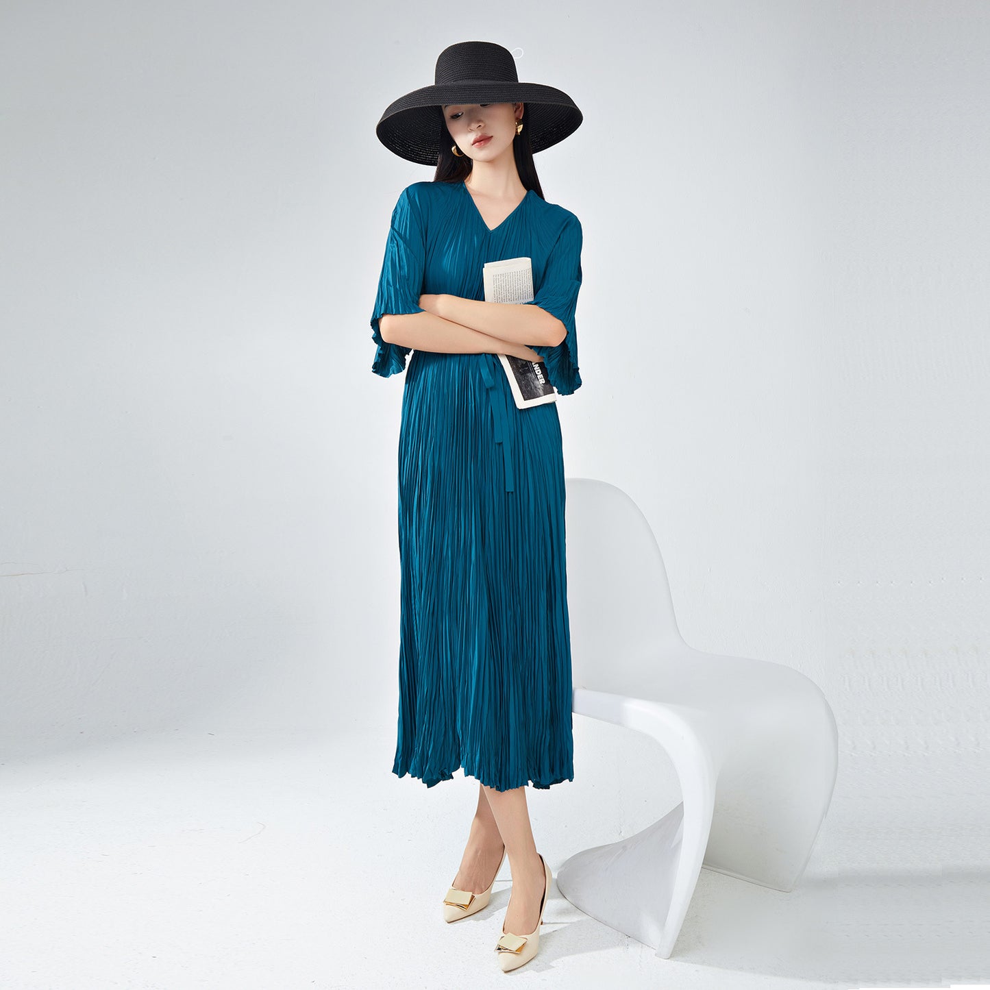 2025 Large size dress women's summer loose and thin Shenzhen Nanyou high-end women's clothing new Sanzhai pleated skirt
