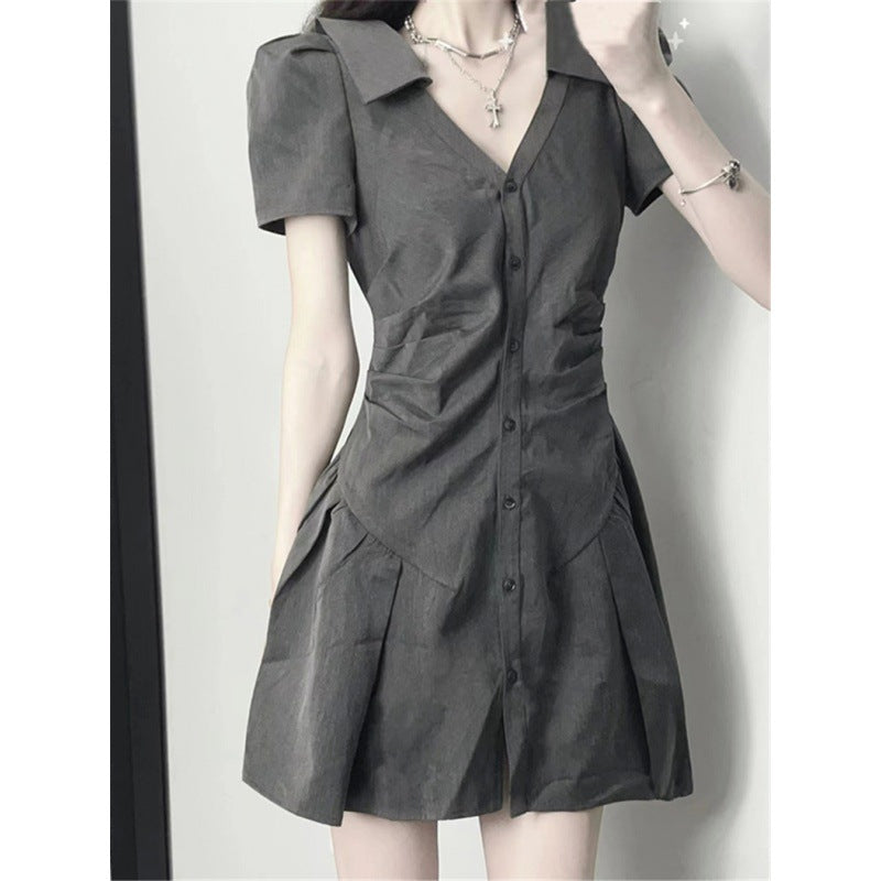 2025 Summer clothes can be salt and sweet, pure wind Spice Girls Internet celebrities fried street design sense niche waist thin pleated dress women