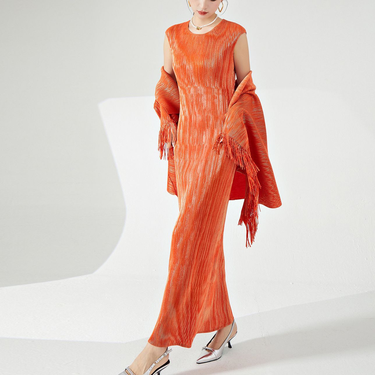 2025 dress set women's clothing high-end sense imperial sister temperament wear fashion pleated shawl skirt two-piece set women