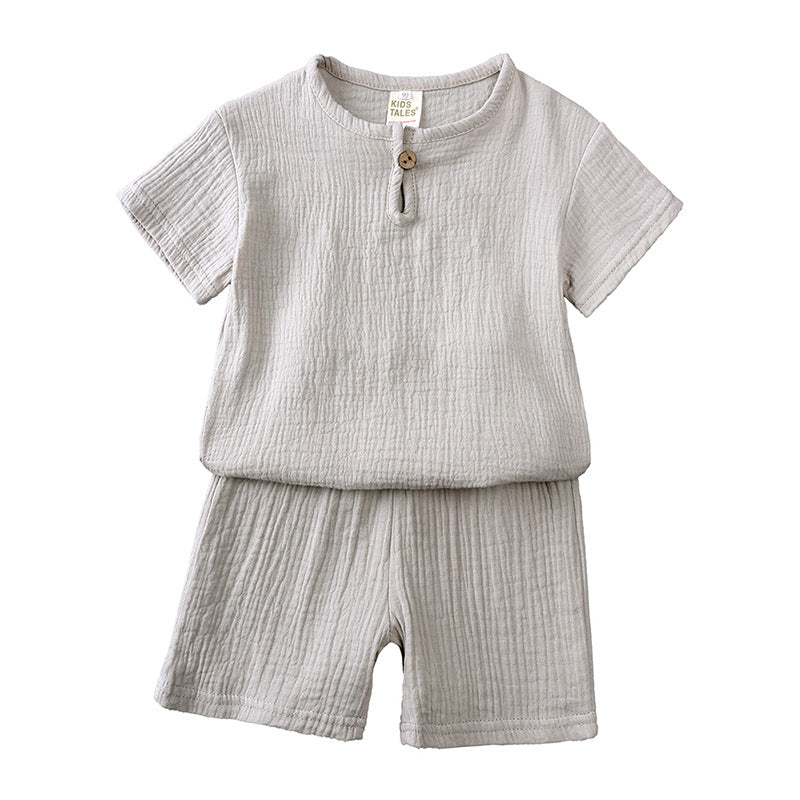 ANTMVS Children's Clothing Wholesale Summer Children's Cotton and Linen Short Sleeve T-shirt Shorts Set Chinese Style Children Thin Two-Piece Suit