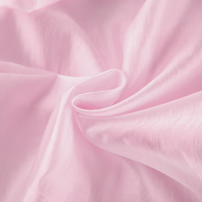 2025 Summer charm pink chiffon sunscreen temperament cascade ruffle edge V-neck horn sleeve short women's shirt