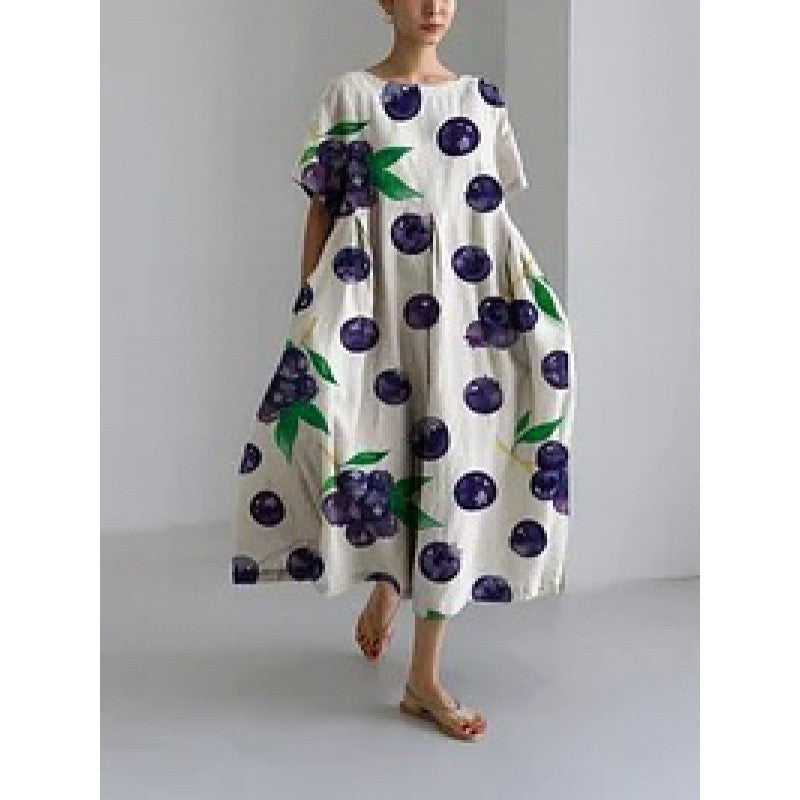 ANTMVS Cross-Border Summer New European and American Women's Clothing Loose round Neck Fashion Advanced Short Sleeve 3D Printing Dress