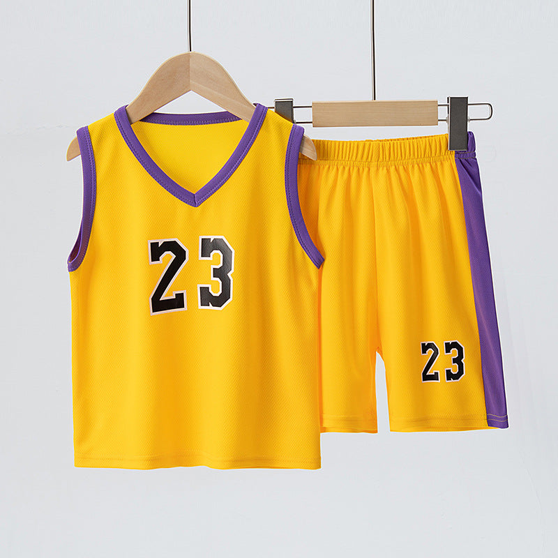 ANTMVS Cross-Border Children's Summer Basketball Wear Suit Quick-Drying Sports Jersey Vest Sleeveless Two-Piece Suit Soccer Uniform V-neck