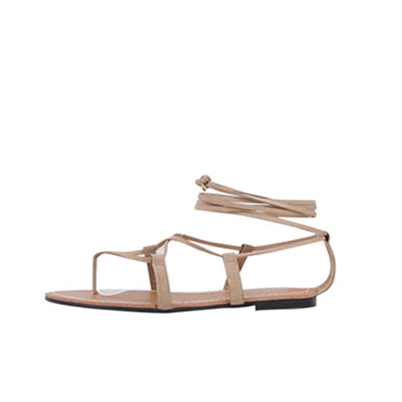 ANTMVS Sheepskin Soft Bottom Sandals Women's Summer Korean Roman Shoes Thailand Seaside Bohemian Beach Flat Shoes