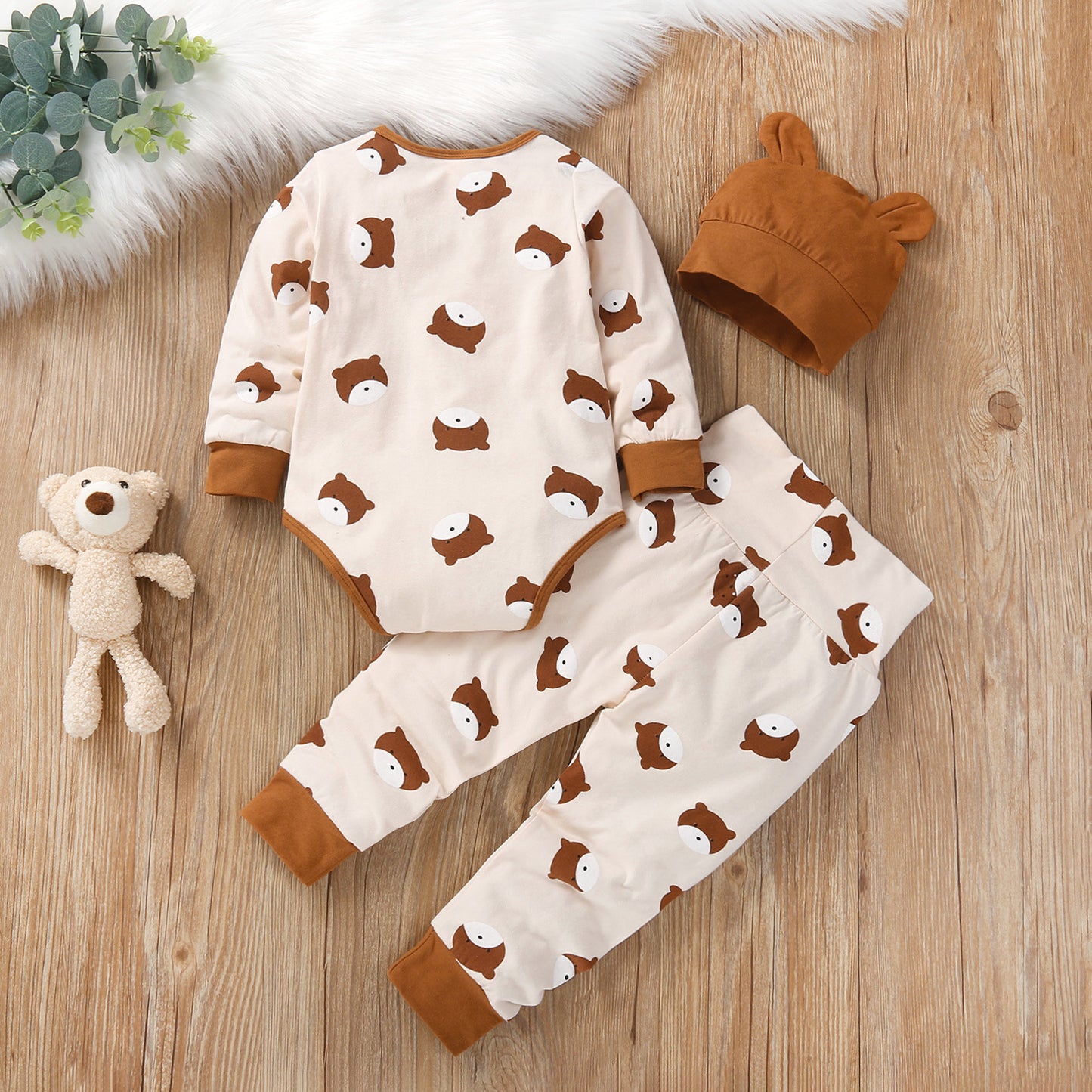 ANTMVS Factory Direct Sales Bohemian Boys and Girls Long Sleeve Bear Rompers Jumpsuit Suit Cross Border Hot Sale