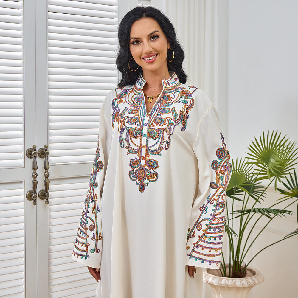2025 MT232 Muslim Women's Robe Summer ins New Dubai Travel Banquet Fashion Dress Rope Embroidered Dress