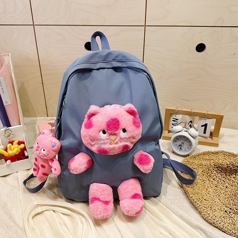 Cross-Border Cute Polka Dot Cat Girl Backpack New Personalized Plush Doll Bag Large Capacity Student Schoolbag