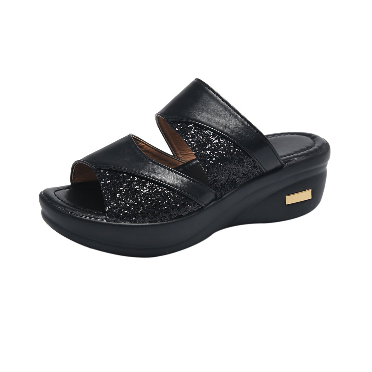 ANTMVS Size 43 Women's Sandals Summer Wear Fashionable New Platform Platform Wedge Women's All-Match Peep-Toe Slippers Mom Shoes
