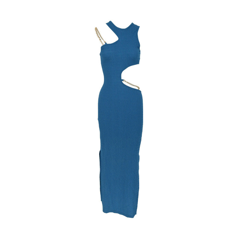 ANTMVS 2025 AC297 drape age-reducing dress, sexy hip skirt, personalized design, sleeveless split-ended medium and long dress, female style