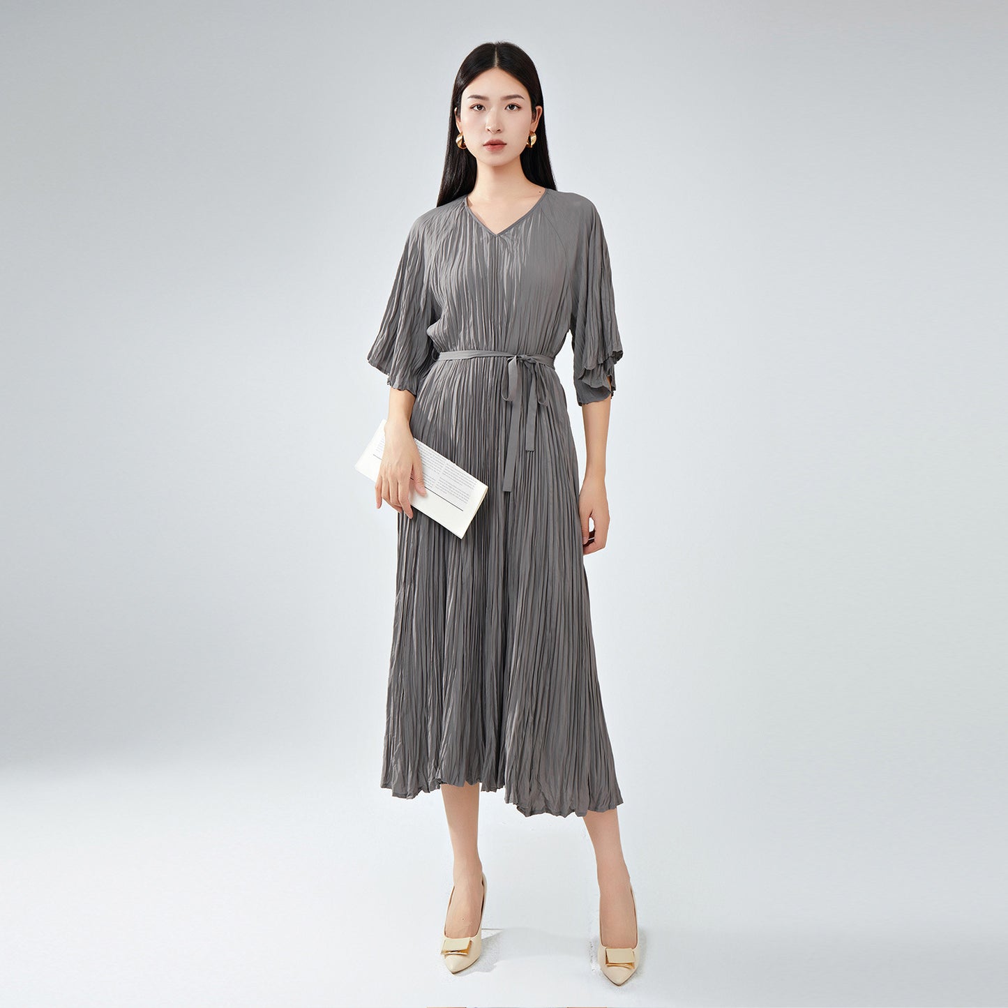 2025 Large size dress women's summer loose and thin Shenzhen Nanyou high-end women's clothing new Sanzhai pleated skirt