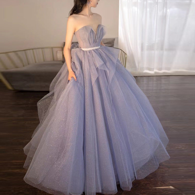 2025 new adult ceremony evening dress skirt light luxury niche style host banquet femininity simple and generous