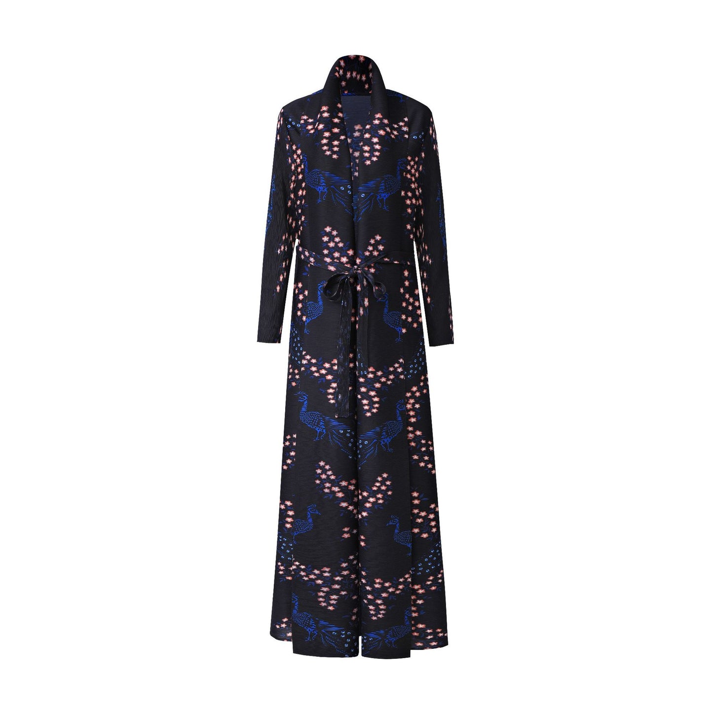 2025 Hot trade abaya Dubai women's long dress robe retro printing large size lace-up high-end sense mansion cardigan jacket autumn