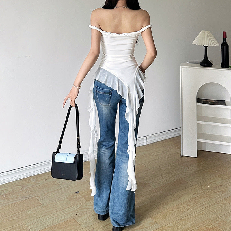 2025 style popular summer new women's clothing solid color slim-fit street fashion one-word collar sleeveless dress