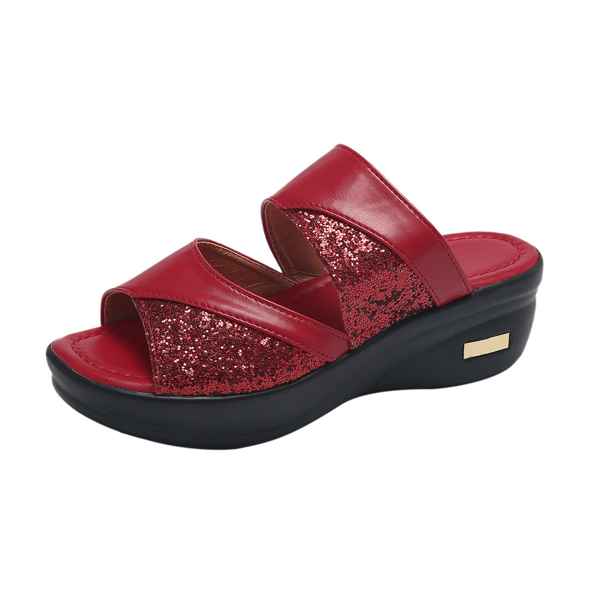 ANTMVS Size 43 Women's Sandals Summer Wear Fashionable New Platform Platform Wedge Women's All-Match Peep-Toe Slippers Mom Shoes