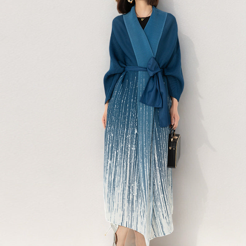 2025 Muslim robe dress new women's high sense loose lapel fashion gradual change middle east women's long skirt