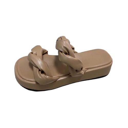 Antmvs Women Platform Slippers Summer Woman Weave Flats Ladies Casual Thick Bottom Slides Female Comfortable Beach Shoes Plus Size