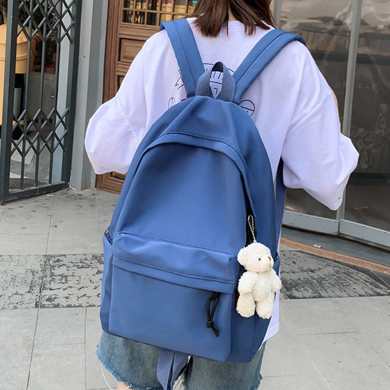 Antmvs Antmvs Simple Female Backpack Women Canval School Bag For Teenage Girl Casual Shoulder Bag Solid Color Rucksack Quality Travel