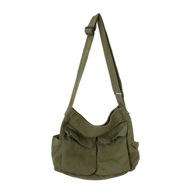 Antmvs Antmvs Women's Canvas Shoulder Bags Casual Shopping Bags Female Large Capacity Tote Ladies Solid Color Shoulder Crossbody Bag