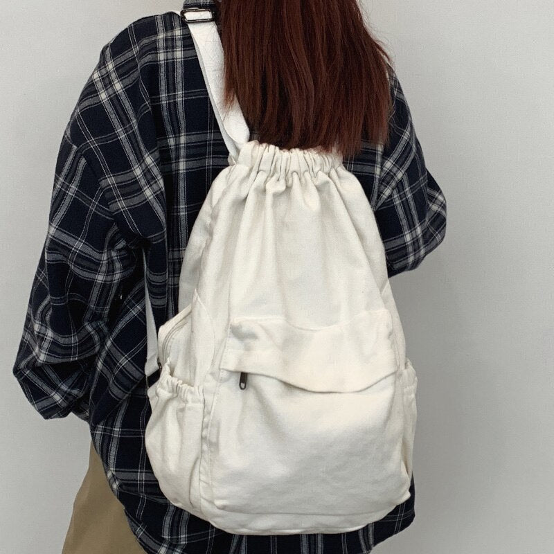 Antmvs Antmvs Women's Canvas Cute Drawstring Backpack Fashion Women's Laptop Schoolbag Fashion Women's Backpack Cool Girl Travel Schoolbag